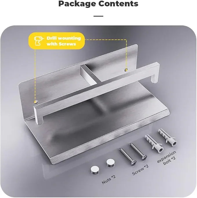 Double Toilet Paper Holder with Shelf, FreshGlow Large Tissue Holder Brushed Nickel, Wall Mount Commercial Toilet Paper Dispenser Phone Shelf Stainless Steel, Tissue Roll for Bathroom - ModernBath