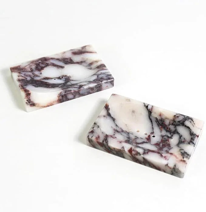 Luxurious Natural Marble Soap Dish Tray Marble Soap Holder Trinket Plate for Bathroom Sink Kitchen Countertop Bedroom Vanity Bathroom Accessory Rectangular（2 Combinations） - ModernBath