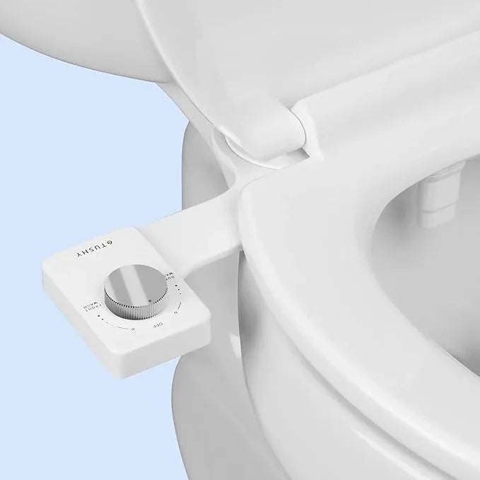 TUSHY NEW Fresh Dual Nozzle Cool Water Bidet: Ultra Slim Toilet Seat Attachment Sprayer with Luxury 2 in 1 Front & Rear, Self-Cleaning, 180º Clean (DIY Install, 10 Minutes), Non-Electric, Bamboo Knob - ModernBath