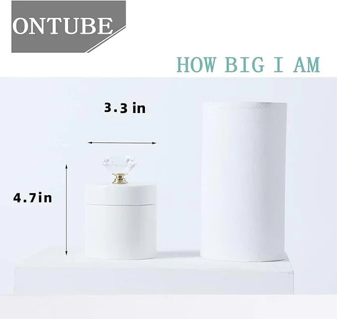 ONTUBE Porcelain Cotton Swabs Holder Organizer with Crystal Lid and Easy to Clean, White (Gold Lid,Set of 1) - ModernBath