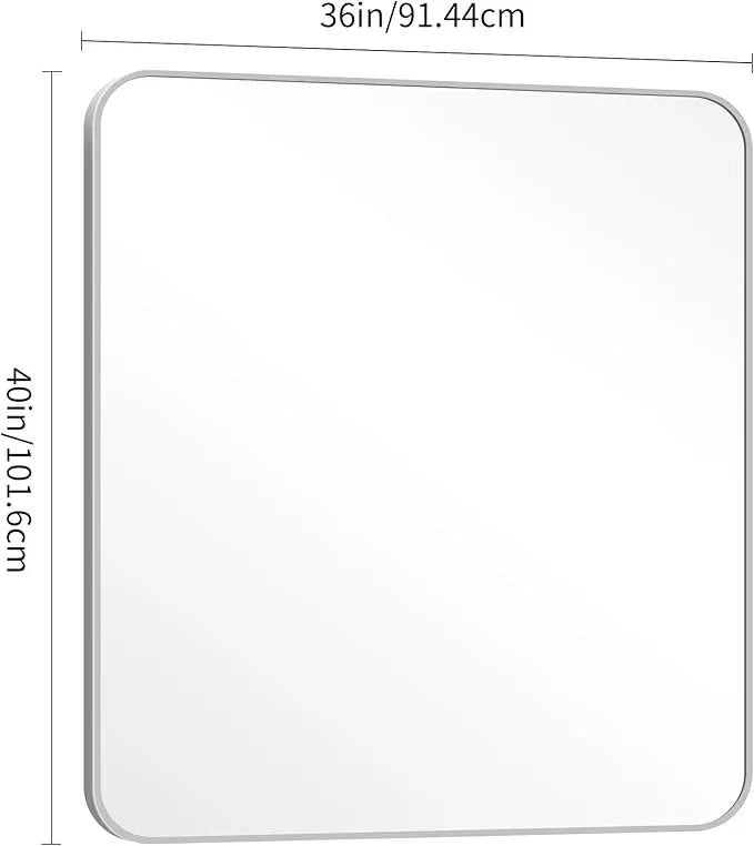 DESBING 40" x 36"Bathroom Mirror, Silver Wall Mirror with Metal Frame, Decorative Rectangular Vanity Mirror for Bedroom Bathroom Living Room Entryway (Horizontal/Vertical) - ModernBath