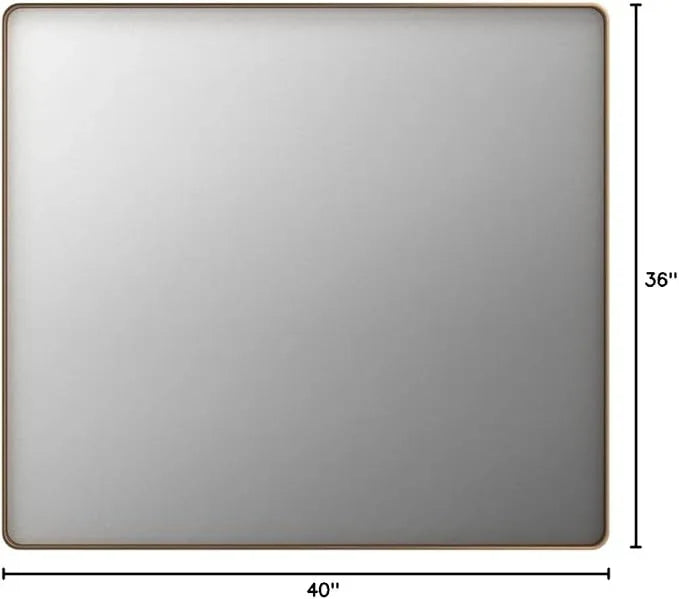 LOAAO 40”X36” Gold Bathroom Mirror, Rounded Rectangle Gold Frame Mirror, Brushed Gold Bathroom Vanity Mirror Wall-Mounted, Anti-Rust, Tempered Glass, Hangs Horizontally or Vertically - ModernBath