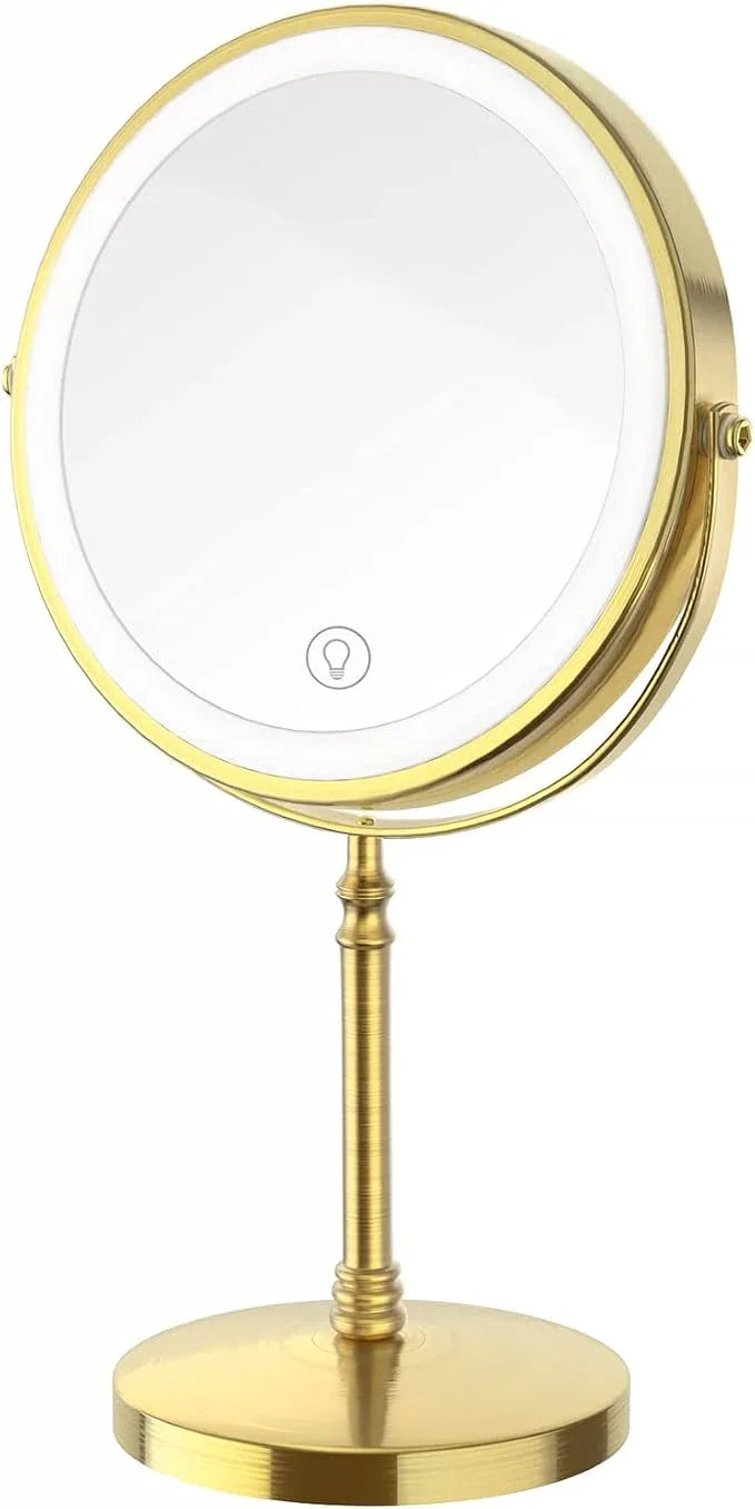 Lighted Makeup Mirror, 3000 mAh Rechargeable Double Sided Magnifying Vanity Mirror with 3 Colors, 1x/10x, 360° Rotation , Brightness Adjustable Magnification Cosmetic Light up Mirror, Women Gift - ModernBath