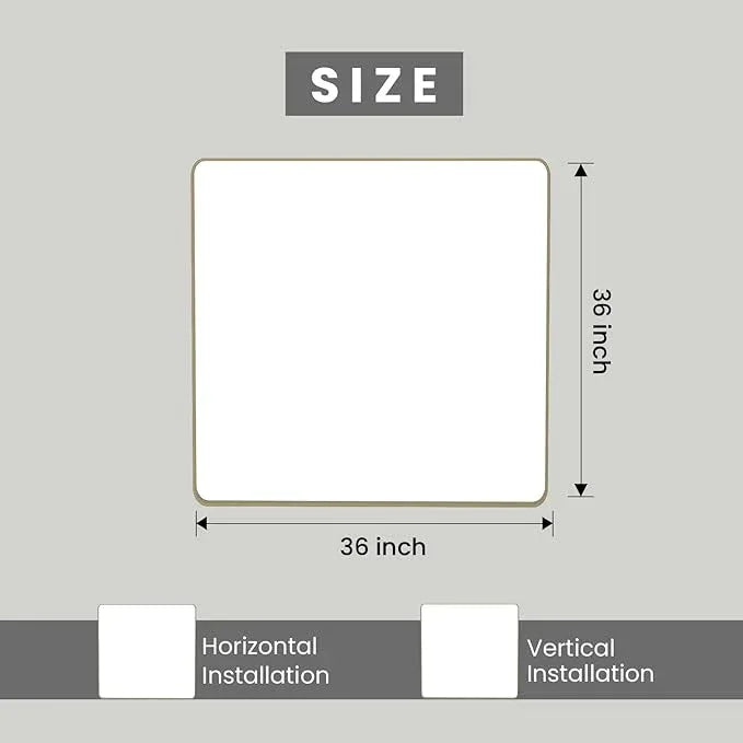 JISOSO Bronze Bathroom Mirror 36x36 Inch, Brushed Bronze Metal Frame Mirror for Wall, Rounded Rectangle Bathroom Vanity Mirror with Tempered Glass, Anti-Rust, Horizontal/Vertical - ModernBath