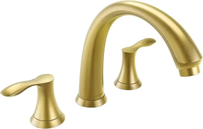 Lava Odoro Brushed Gold Roman Tub Faucet, 2 Handle Bathtub Faucet with Valve, High Flow 8 inch Widespread Deck Mount Tub Faucet, Solid Brass 3 Hole Bath Tub Filler TF405-SG - ModernBath