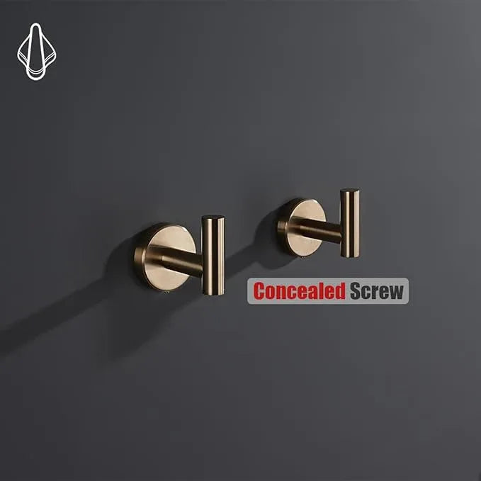 JQK Bathroom Towel Hook Champagne Bronze, Coat Robe Clothes Hook for Bathroom Wall Mounted (Pack of 4), SUS 304 Stainless Steel 0.8mm, TH100-CB-P4 - ModernBath