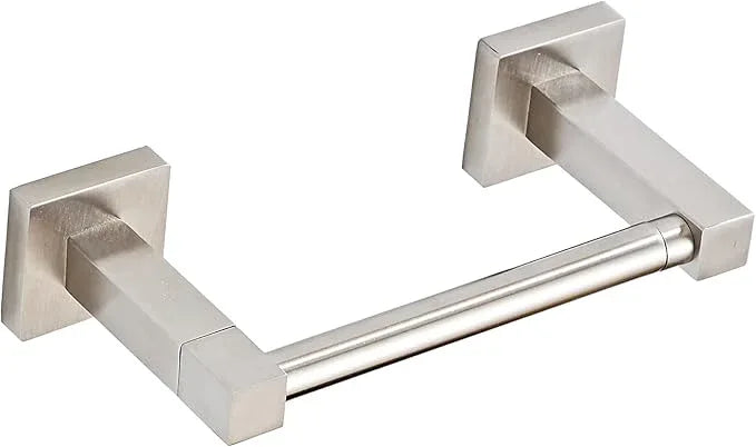 Toilet Paper Holder Wall Mount, Brushed Nickel Bathroom Toilet Paper Holder for SUS 304 Stainless Steel, Double Post Pivoting Square Toilet Paper Roll Holder for Bathroom RV Paper Towels for TP - ModernBath