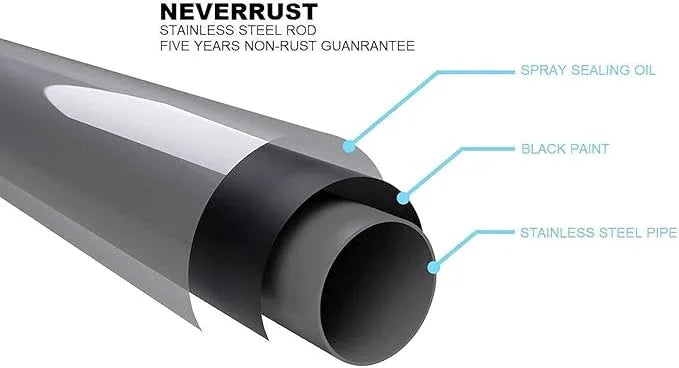 BRIOFOX Shower Curtain Rod 43-73 Inches Matte Black, Rustproof and Non-Fall Down Spring Tension Rod for Window or Bathroom, Stainless Steel - ModernBath