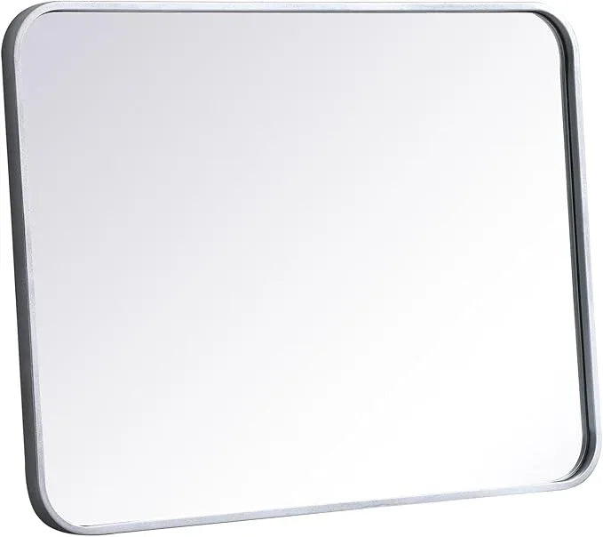 ARS Concepts Aura, Soft Corner Metal Rectangular Mirror 22X30 Inch in, Modern, Silver - ModernBath