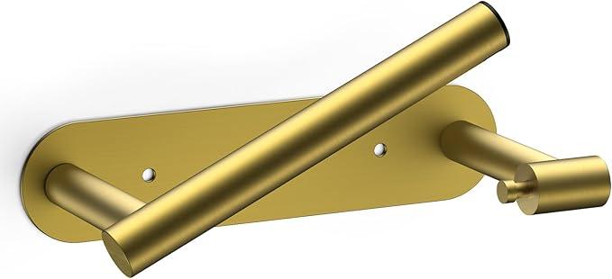 FORIOUS Toilet Paper Holder, Adhesive or Screw Wall Mount Pivoting Tissue Roll Holder for Bathroom, Stainless Steel Rustproof Self Adhesive Toilet Paper Roll Dispenser no Drilling, Brushed Gold - ModernBath