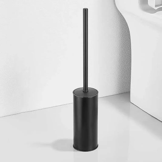 Freestanding Toilet Brush Holder for bathrooms 304 Stainless Steel Toilet Brush Stand Round Storage and Organization Rust Resistant 18-inch high Matte Black Finished - ModernBath