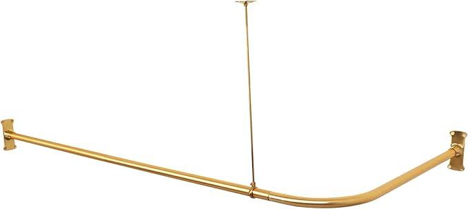 Artiwell L Shaped Shower Curtain Rod, Bathroom Bathtub Corner Shower Curtain Rod with Ceiling Support (SATIN GOLD/BRASS) - ModernBath