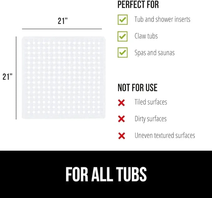 GORILLA GRIP Patented Square Shower Stall Mat, Small Bathtub Floor Mats for Stand Up Showers, Suction Cups and Drainage Holes, Machine Wash, Soft on Feet, Bathroom Accessories 21x21 Inch, 2 Pack White - ModernBath