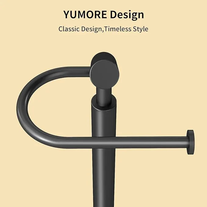 YUMORE Heavy Weighted Toilet Paper Holder Stand, No Drill Freestanding Bathroom Tissue Roll Stand, Stable Floor Standing Paper Roll Dispenser for Bathroom, Bedroom, Vanity - ModernBath