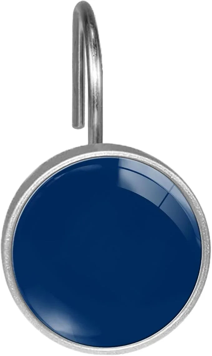 Navy Shower Curtain Hooks Set of 12 Rustproof Metal Decorative Shower Hooks for Curtains Rods Blue Shower Curtain Rings for Bathroom Living Room Bedroom - ModernBath