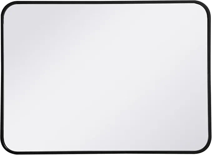 ARS Concepts Aura, Soft Corner Metal Rectangular Mirror 22X30 Inch in, Modern, Black - ModernBath