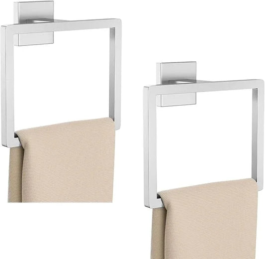 2-Piece Brushed Nickel Square Towel Ring,Modern Hand Towel Holder for Bathroom,Stainless Steel Towel Hangers Wall-Mounted Towel Rack - ModernBath