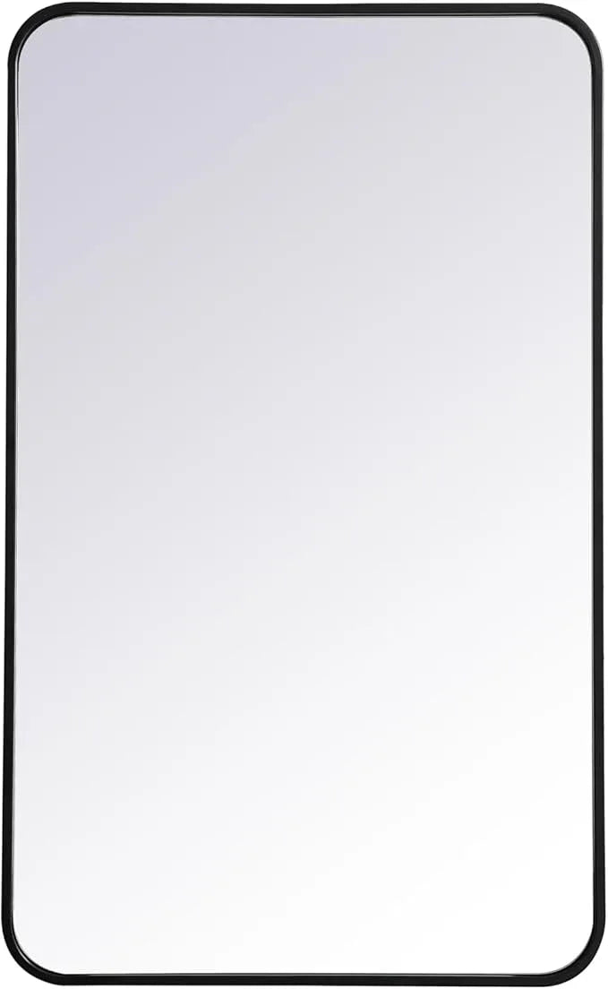 ARS Concepts Aura, Soft Corner Metal Rectangular Mirror 22X36 Inch in, Modern, Black - ModernBath