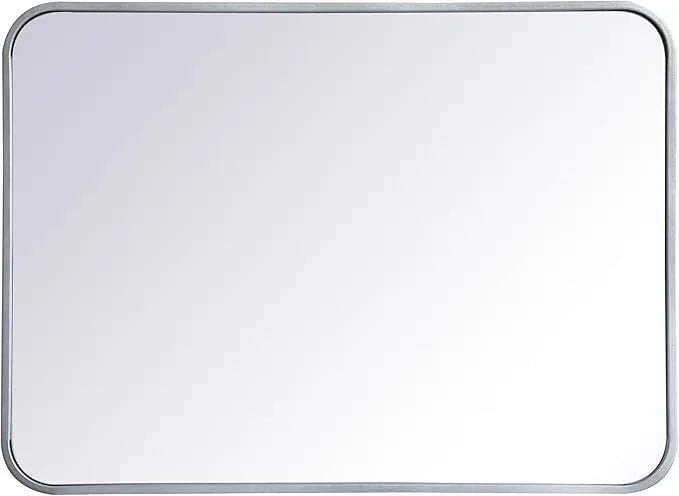 ARS Concepts Aura, Soft Corner Metal Rectangular Mirror 22X30 Inch in, Modern, Silver - ModernBath