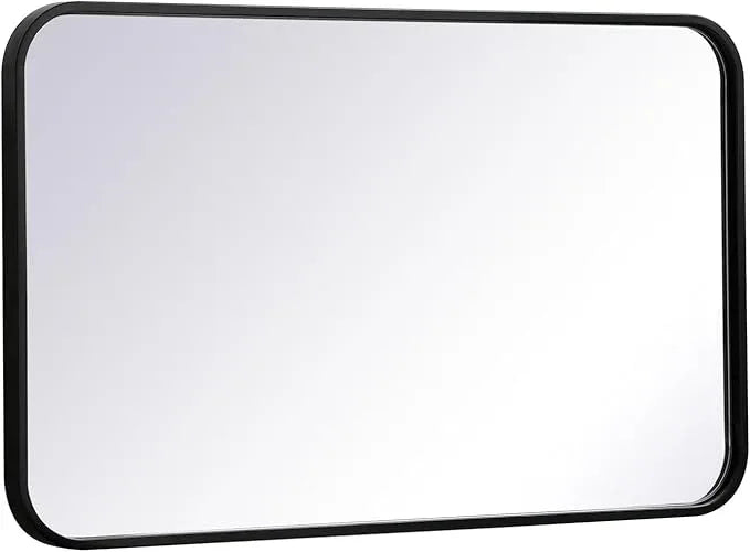 ARS Concepts Aura, Soft Corner Metal Rectangular Mirror 18X30 Inch in, Modern, Black - ModernBath
