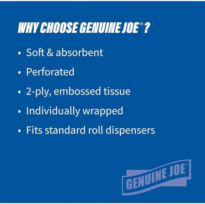 Genuine Joe Standard Bath Tissue, 3" x 4", 2-Ply, 400 Sheets/Roll, 96 Count - ModernBath