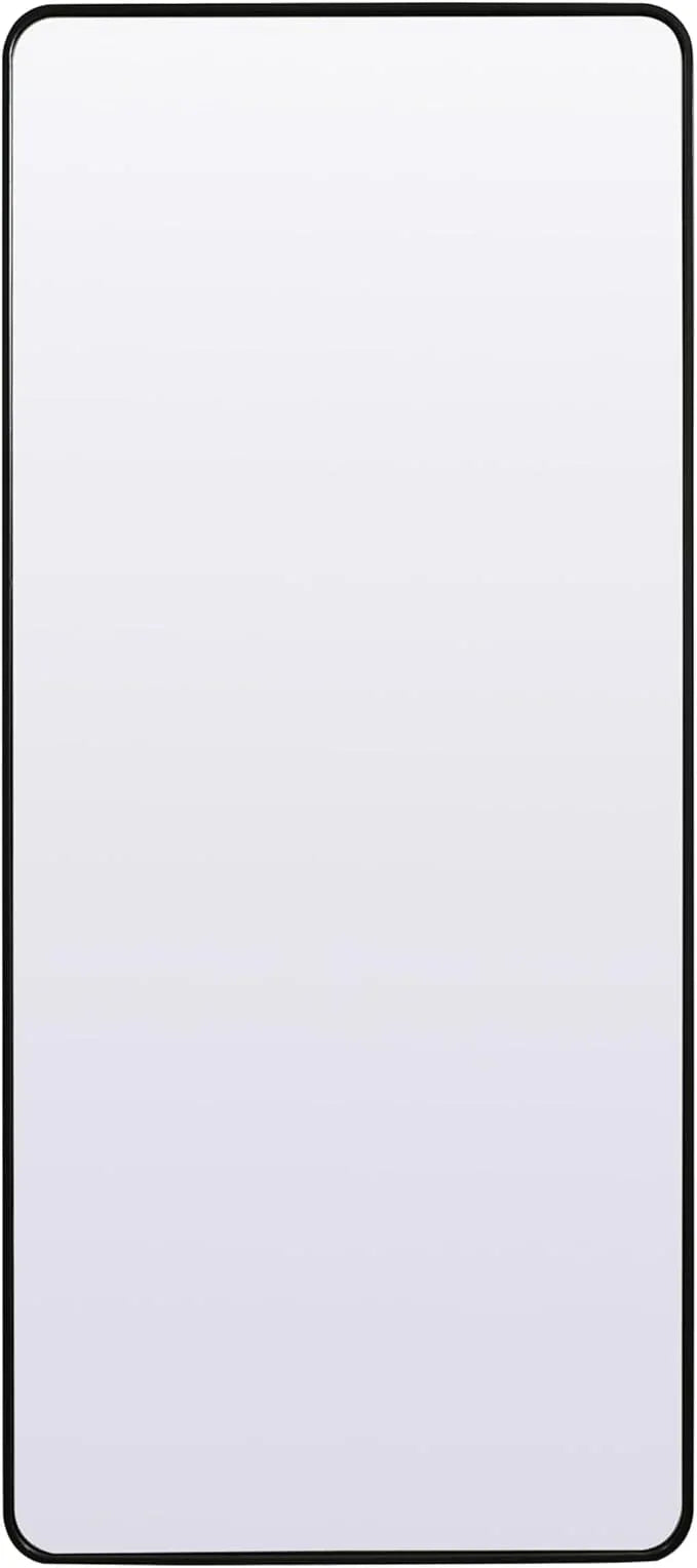 ARS Concepts Aura, Soft Corner Metal Rectangle Mirror 32X72 Inch in, Modern, Black - ModernBath