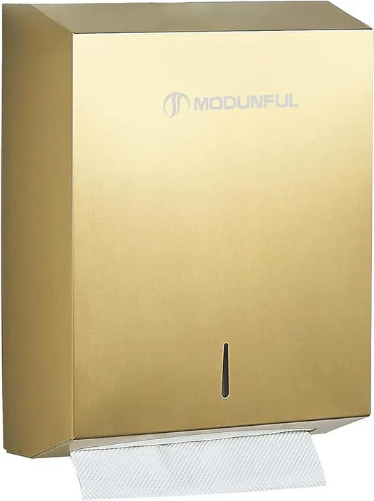Commercial Paper Towel Dispenser Gold - Multifold Paper Towel Dispenser Wall Mount, High Capacity Stainless Steel Tissue Holder, Suitable for Bathrooms and Public Places - ModernBath