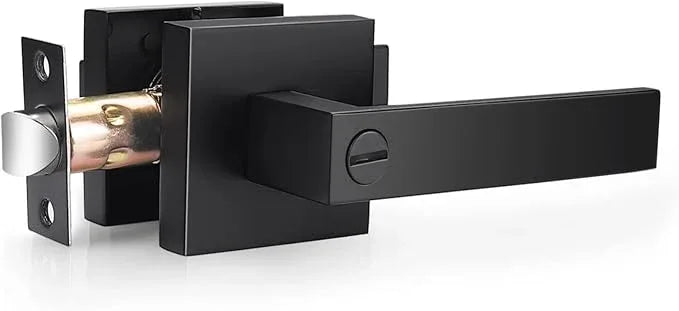 Probrico Matte Black Bed Bath Door Lever Heavy Duty Privacy Door Handle, Keyless Door Lock Interior Bathroom Bedroom Door Handle, Reversible for Left Right Sided Door - ModernBath