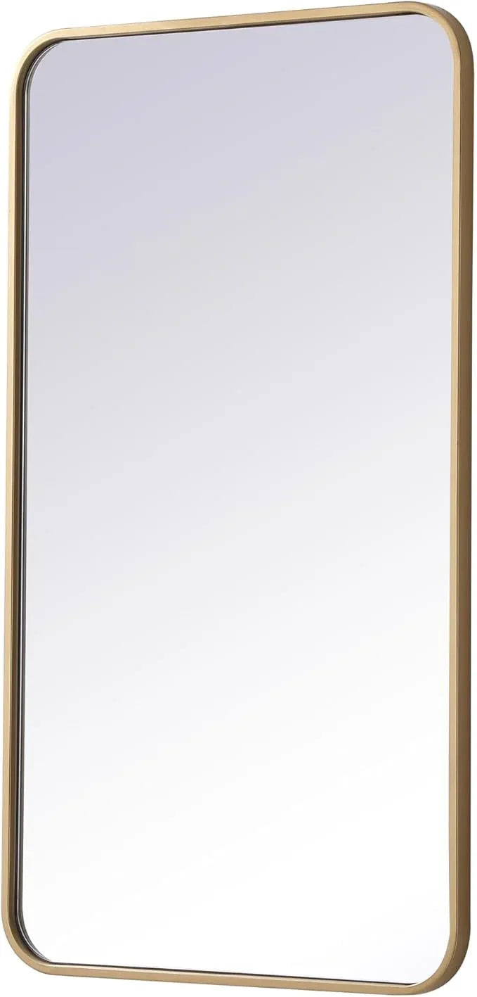 ARS Concepts Aura, Soft Corner Metal Rectangular Mirror 20X36 Inch in, Modern, Brass - ModernBath