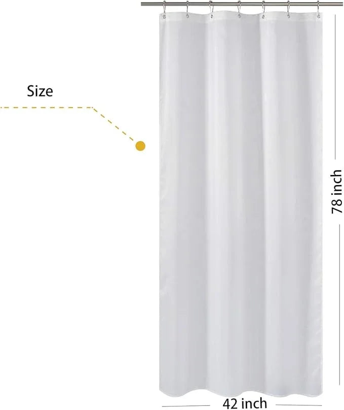N&Y HOME Fabric Shower Curtain Liner Long Stall Size 42 Width x 78 Length inches, Hotel Quality, Washable, White, 42x78 - ModernBath
