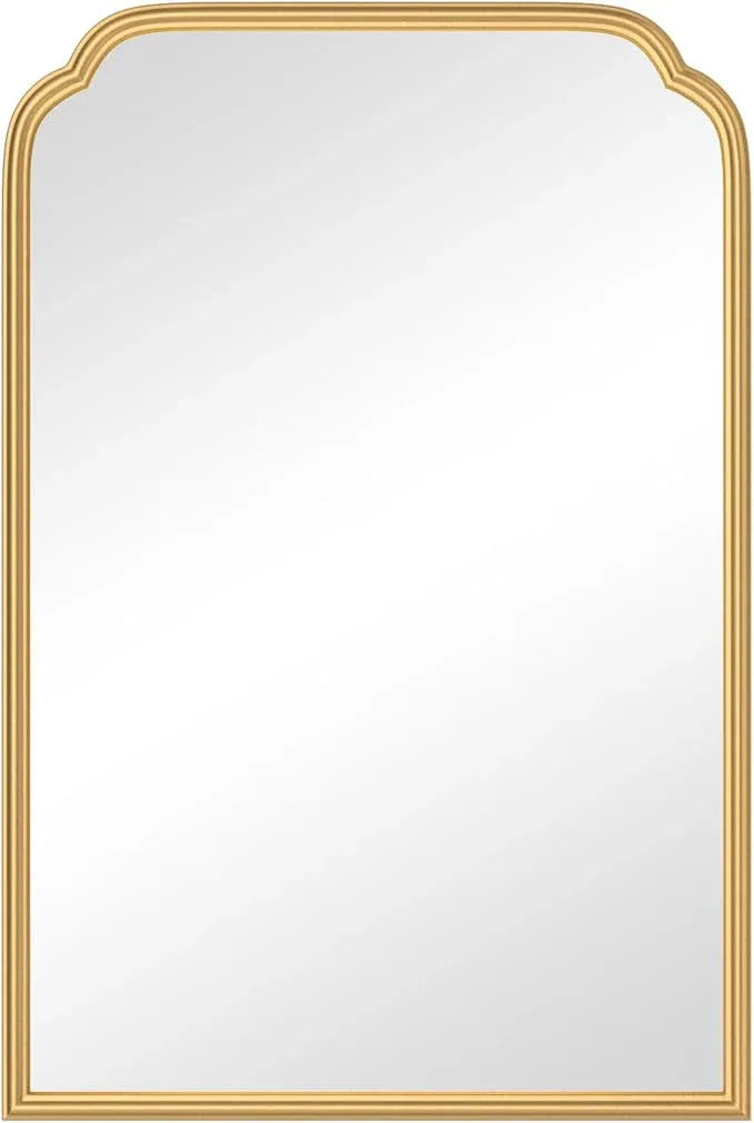 Ferytange 20X30 Inch Gold Bathroom Mirror for Wall, Modern Rounded Corner Rectangle Mirror with Non-Rusting Iron Metal Framed Bathroom Vanity Mirror for Over Sink Wall Decor(Tempered Glass) - ModernBath