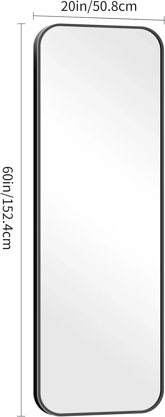 DESBING 60" x 20"Bathroom Mirror, Matte Black Wall Mirror with Metal Frame, Decorative Rectangular Vanity Mirror for Bedroom Bathroom Living Room Entryway (Horizontal/Vertical) - ModernBath