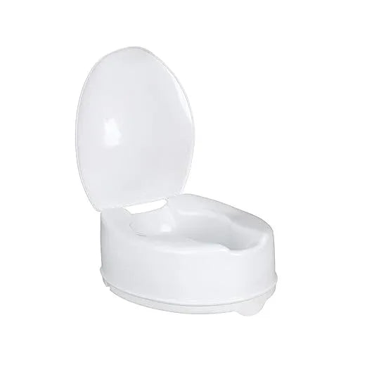 Homecraft Savanah Raised Toilet Seat with Lid, 6" Elevated Seat for Seniors, Universal Fit for Most Standard Toilets, Portable & Tool-Free, Seat Riser, Ergonomic Design, White - ModernBath