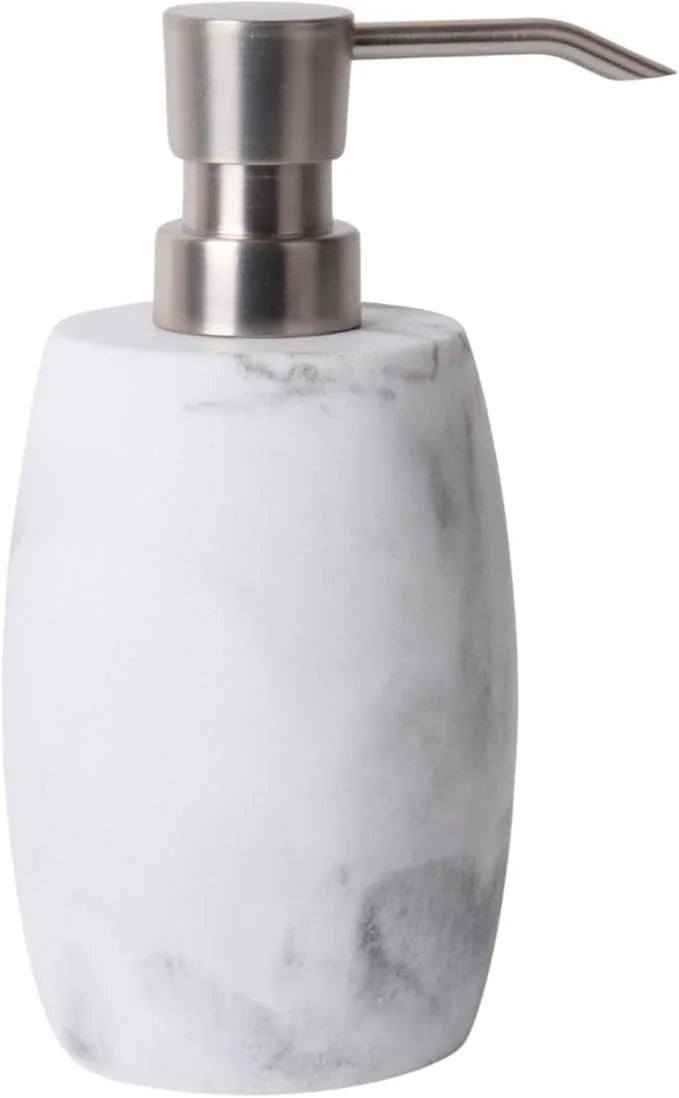 Clasin Home Resin Hand Soap Dispenser, Refillable Soap Dispenser with White Marble Look and Metallic Pump, Waterproof Bottle Labels for Bathroom Kitchen Dish Hand Wash Shower Lotion Shampoo (12 Oz) - ModernBath