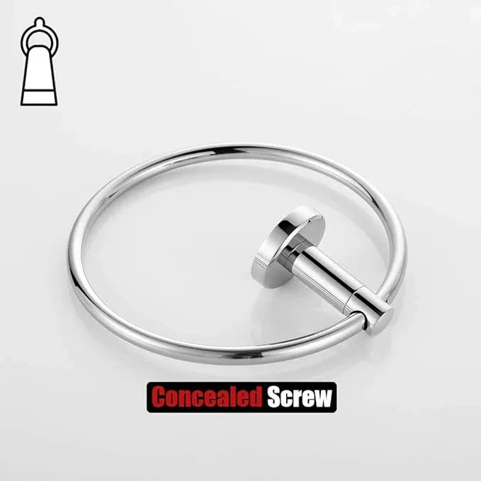 JQK Chrome Towel Ring, 304 Stainless Steel Hand Towel Holder for Bathroom, Polished Finish Wall Mount, TR130-CH - ModernBath