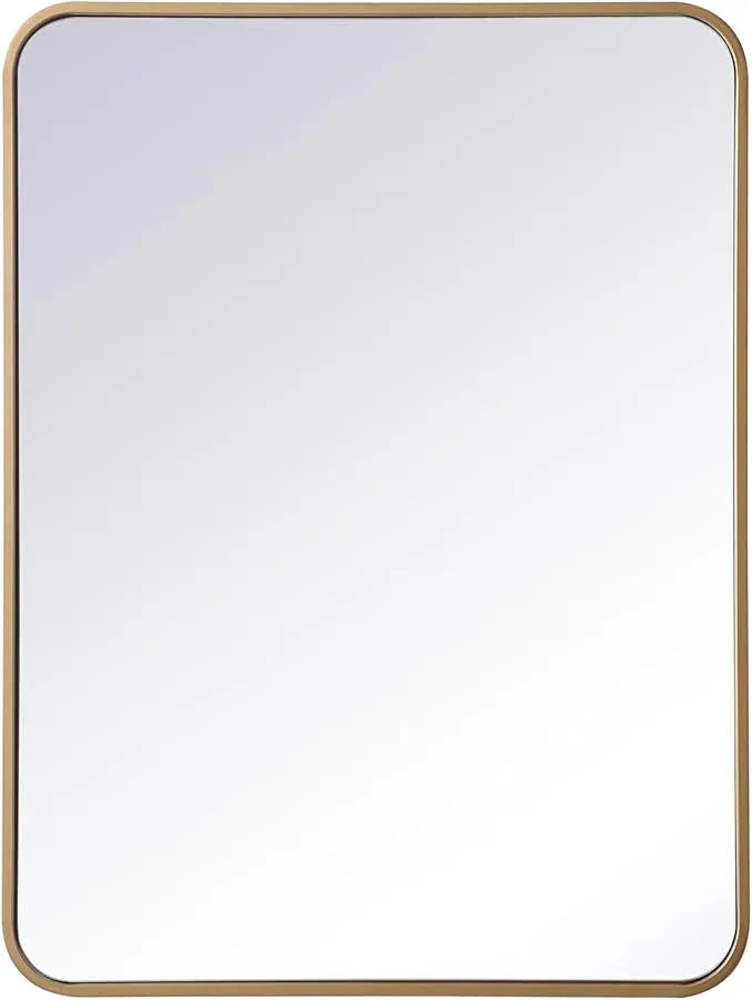 ARS Concepts Aura, Soft Corner Metal Rectangular Mirror 24X32 Inch in, Modern, Brass - ModernBath