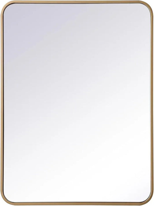 ARS Concepts Aura, Soft Corner Metal Rectangular Mirror 24X32 Inch in, Modern, Brass - ModernBath