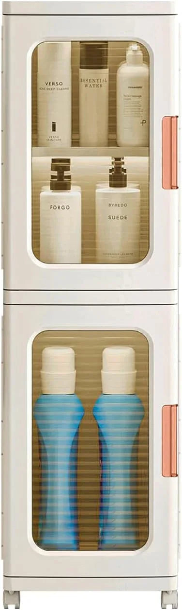 Narrow Cabinet With Doors and Shelves - Tall Skinny Bathroom Storage Kitchen Organizer With Adjustable Shelf - Toilet Paper Linen Closet 2 Layer (White) - ModernBath