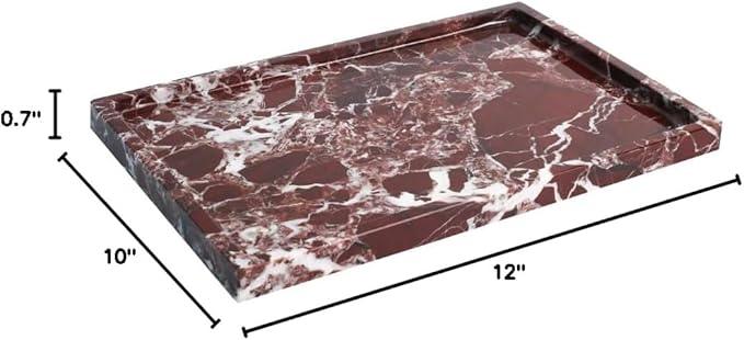 Real Luxurious Natural Marble Vanity Tray Genuine Marble Storage Tray for Home Decor Stone Tray for Bathroom/Kitchen/Vanity/Dresser,Plate Holder for Tissues, Candles, Towel - ModernBath