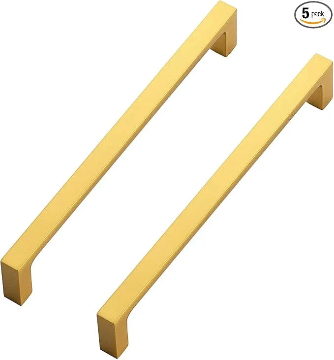 Ravinte 5 Pack Solid 6-1/4 Inch Square Cabinet Handles - Brushed Brass Drawer Pulls - Kitchen Hardware - ModernBath