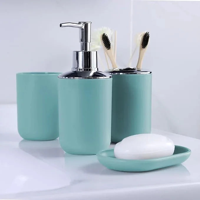 IMAVO Bathroom Accessories Set,Blue Bathroom Set,9 Pieces Bathroom Accessory Set,Tray,Qtip Holders,Toilet Brush,Trash Can for Bathroom Décor and Home Gifts - ModernBath