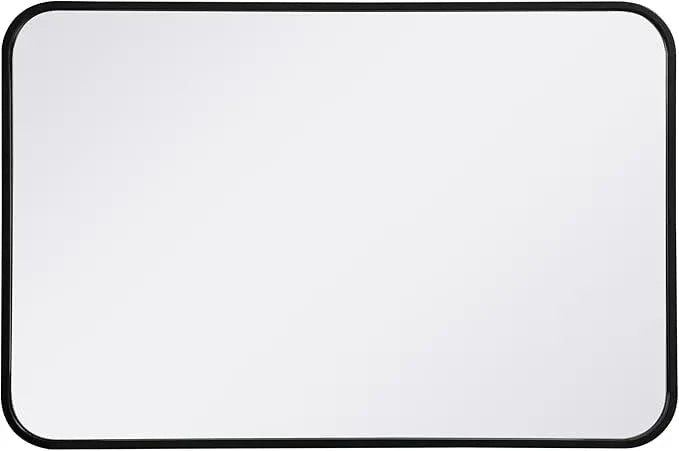 ARS Concepts Aura, Soft Corner Metal Rectangular Mirror 20X30 Inch in, Modern, Black - ModernBath