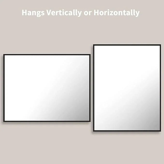 LOAAO 28"X36" Black Rectangle Bathroom Mirror Wall, Matte Black Aluminum Alloy Frame, Tempered Glass, Hangs Vertically or Horizontally, Easy to Install - ModernBath