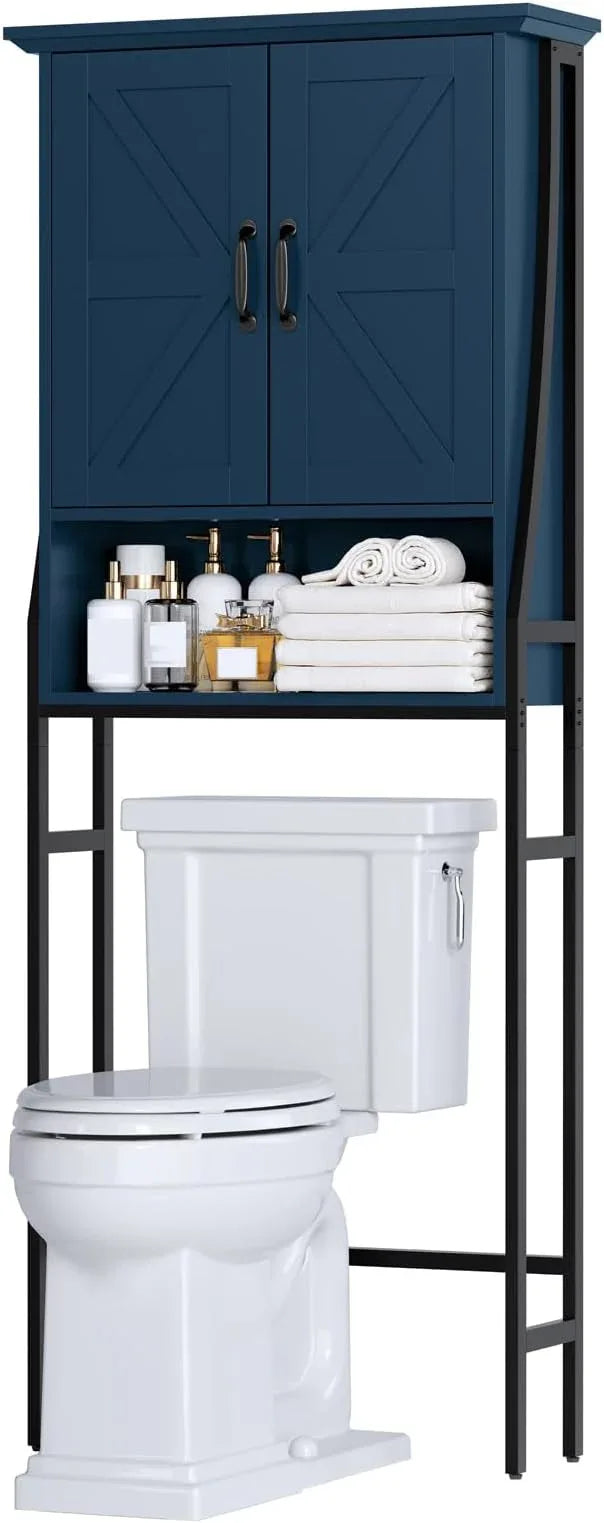 Over The Toilet Storage Cabinet, Over Toilet Bathroom Organizer with Doors Above Toilet Storage Cabinet Spacesaver Rack Behind Toilet Bathroom Organizer Over The Toilet Storage (Ultramarine) - ModernBath