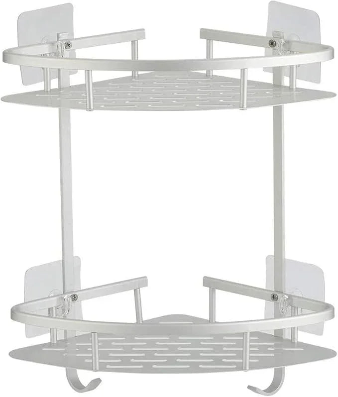 Hawsam No Drilling Bathroom Corner Shelves, Aluminum 2 Tier Shower Shelf Caddy Adhesive Storage Basket for Shampoo (Corner) - ModernBath