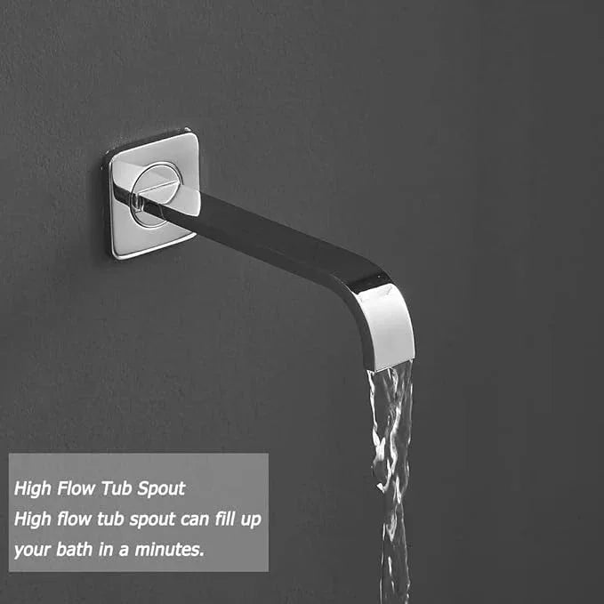 JingGang Chrome Shower System with Tub Spout Wall Mounted Tub Shower Faucet Set for Bathroom with High Pressure 10" Rain Shower head and Handheld Shower Head Kit - ModernBath