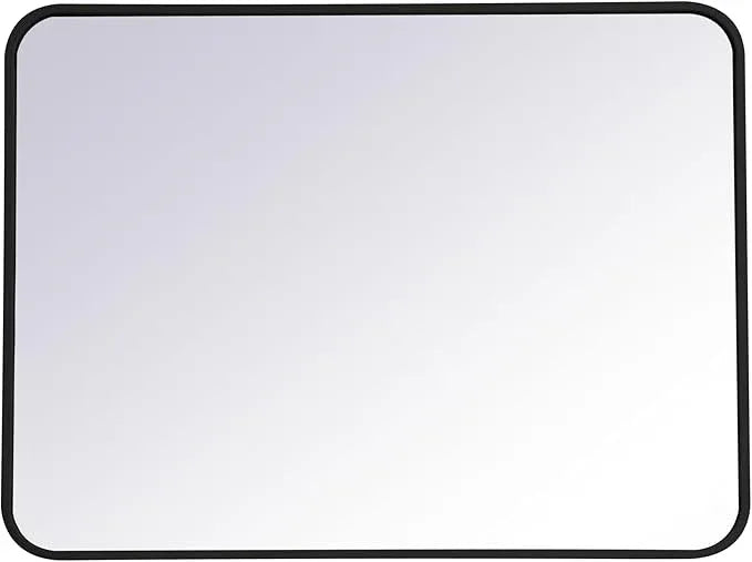 ARS Concepts Aura, Soft Corner Metal Rectangular Mirror 24X32 Inch in Black, Modern, Black - ModernBath