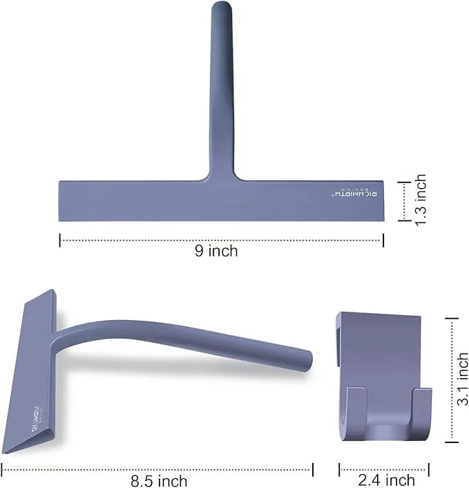 Squiggy for Shower Glass, Richmirth 9" Shower Glass Cleaner Squeegee Silicone Shower Squeegee for Bathroom Mirror Tiles Car Window - Blue - ModernBath