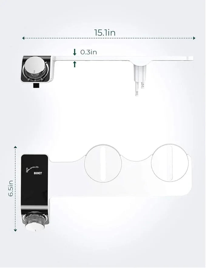 Self-Cleaning Non-Electric Dual Nozzle Bidet Attachment for Toilet Seat Jet Spray for Toilet Bathroom Bidet Toilet Sprayer, Adjustable Water Pressure, Rear and Feminine Wash - ModernBath