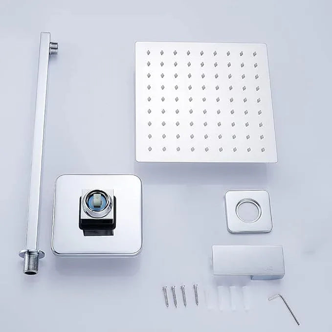JingGang Polished Chrome Shower Faucet Set Bathroom Luxury Rainfall Shower System with Rain Shower Head Single Function Shower Trim Kit with Rough-in Valve - ModernBath